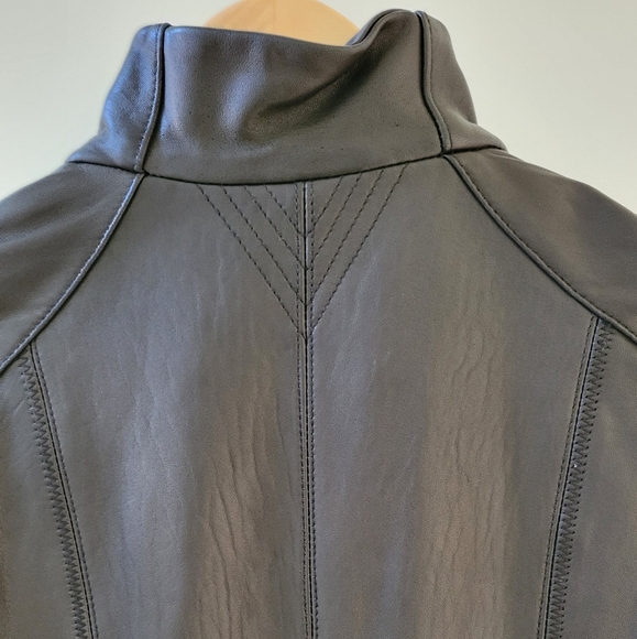 DKNY Leather Jacket Moto Racer Style - Picture 3 of 9